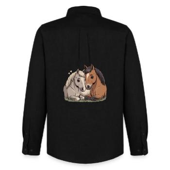 Couple de chevaux Saint-Valentin - Chemise Oxford homme Stanley/Stella - noir - Dos - AI Model Male 185 dark (185cm)