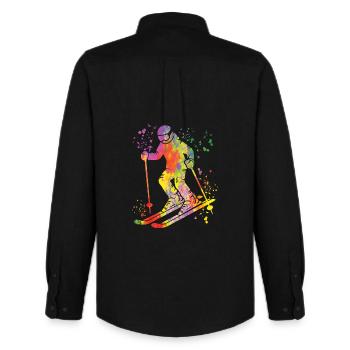 Alpine skiing Winter sports Nordic skiing - Men's Oxford Shirt by Stanley/Stella - black - Back - AI Model Male 185 dark (185cm)