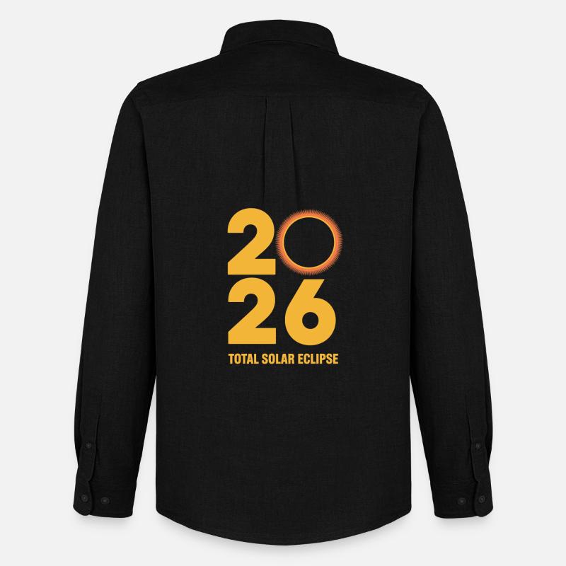 2026 Total Solar Eclipse Path Retro - Männer Oxford Hemd von Stanley/Stella - Schwarz