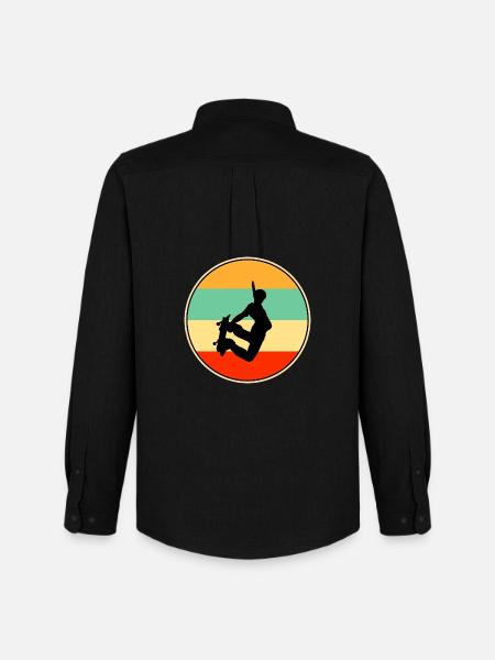 Retro Skater Sunset 80s Style Skateboarding - Men's Oxford Shirt by Stanley/Stella - black
