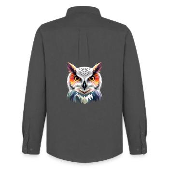 Schneeeule Weiße Eule Kauz Uhu Owl Schnee Eulen - Männer Oxford Hemd von Stanley/Stella - Anthrazit - Hinten - AI Model Male 185 dark (185cm)