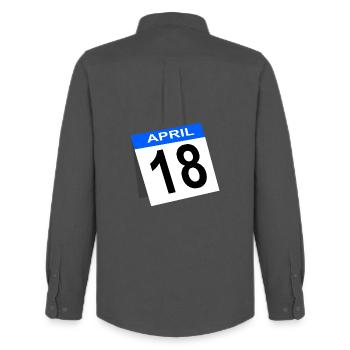 Calendrier du 18e anniversaire d’avril - Chemise Oxford homme Stanley/Stella - charbon - Dos - AI Model Male 185 dark (185cm)
