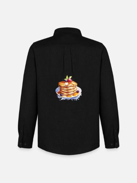 Crêpes à l’aquarelle avec du sirop - Chemise Oxford homme Stanley/Stella - noir