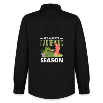 Jardinier drôle en saison toujours - Chemise Oxford homme Stanley/Stella - noir - Dos - AI Model Male 185 dark (185cm)