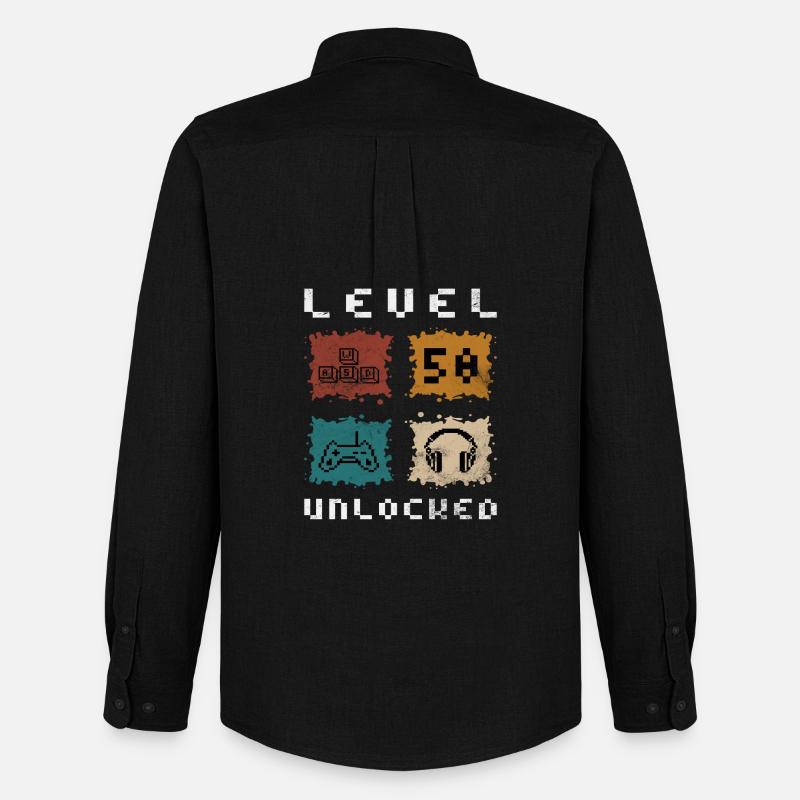 Level 50 freigeschaltet - Männer Oxford Hemd von Stanley/Stella - Schwarz