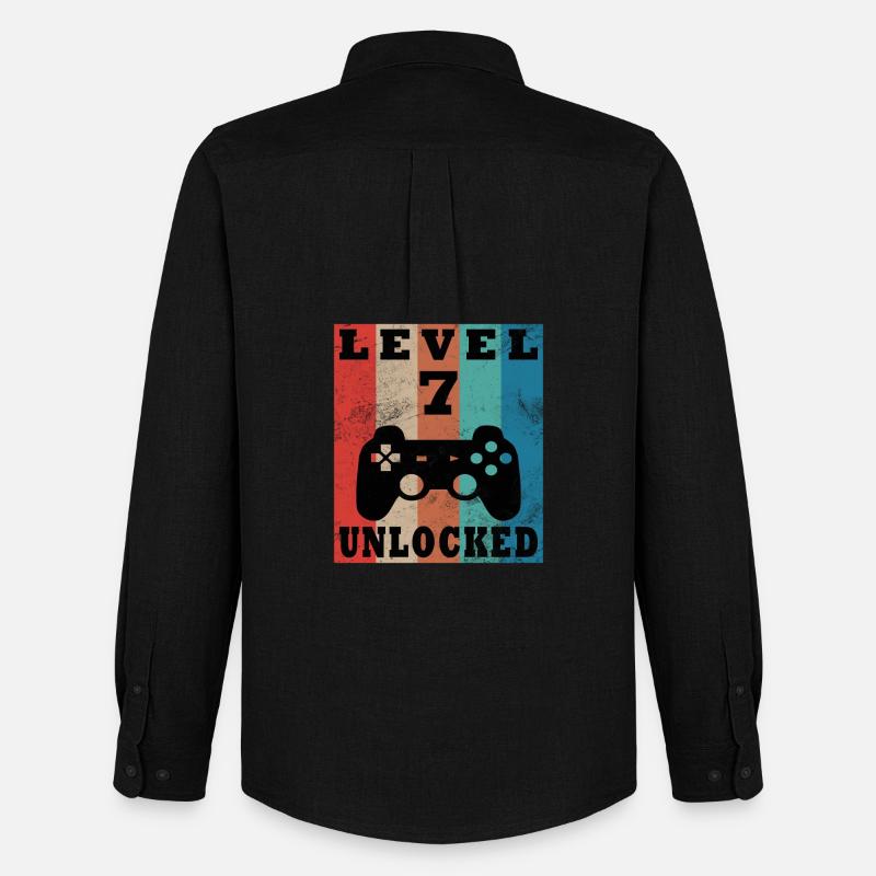 Level 7 freigeschaltet Retro-Controller - Männer Oxford Hemd von Stanley/Stella - Schwarz