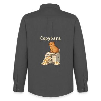 Copybara Capybara auf Kopierer Büro Humor - Männer Oxford Hemd von Stanley/Stella - Anthrazit - Hinten - AI Model Male 185 dark (185cm)