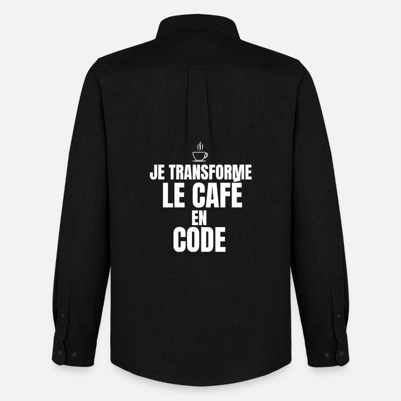 I turn coffee into code - Men's Oxford Shirt by Stanley/Stella - black
