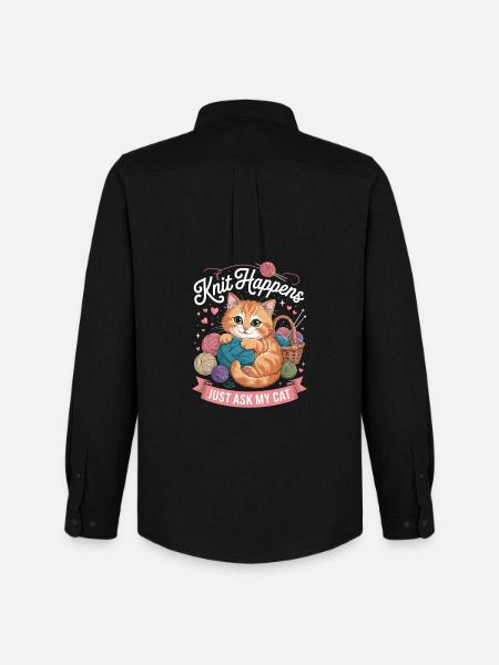 Kätzchen Strickzauber Garnliebe - Männer Oxford Hemd von Stanley/Stella - Schwarz