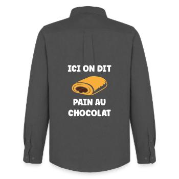 Illustrated pain au chocolat - Men's Oxford Shirt by Stanley/Stella - anthracite - Back - AI Model Male 185 dark (185cm)