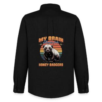 Funny Honey Badger - Männer Oxford Hemd von Stanley/Stella - Schwarz - Hinten - AI Model Male 185 dark (185cm)