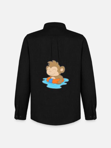 Monkey Swimming Swim Ring Summer - Men's Oxford Shirt by Stanley/Stella - black