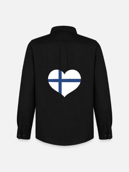 Finland Flag Heart - Men's Oxford Shirt by Stanley/Stella - black