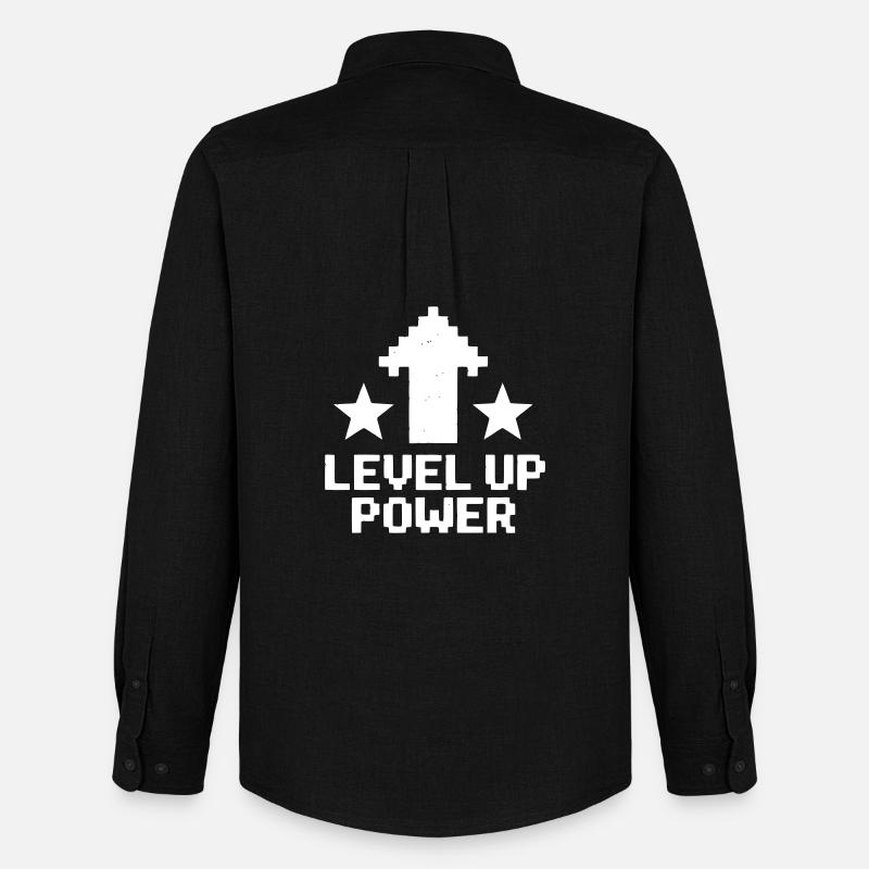  Level Up Power Pixel Art - Männer Oxford Hemd von Stanley/Stella - Schwarz
