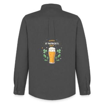 St. Patrick's Day Festbier - Männer Oxford Hemd von Stanley/Stella - Anthrazit - Hinten - AI Model Male 185 dark (185cm)