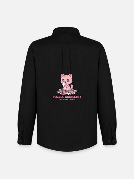 Puzzle Assistand Cat Quote - Men's Oxford Shirt by Stanley/Stella - black