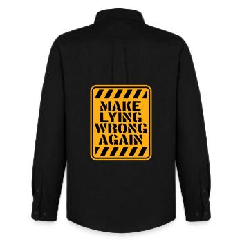 Make Lying Wrong Again Politisches Statement Logo - Männer Oxford Hemd von Stanley/Stella - Schwarz - Hinten - AI Model Male 185 dark (185cm)