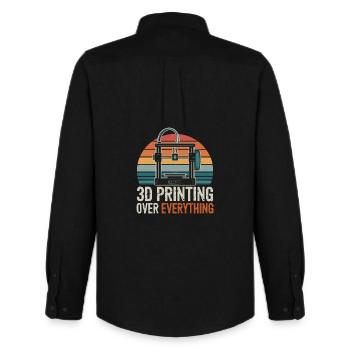 3D Printing Over Everything Retro 3D Printing Maker - Men's Oxford Shirt by Stanley/Stella - black - Back - AI Model Male 185 dark (185cm)