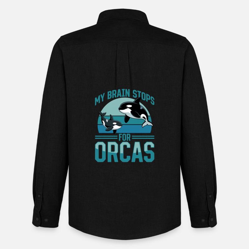 Funny Orca - Männer Oxford Hemd von Stanley/Stella - Schwarz