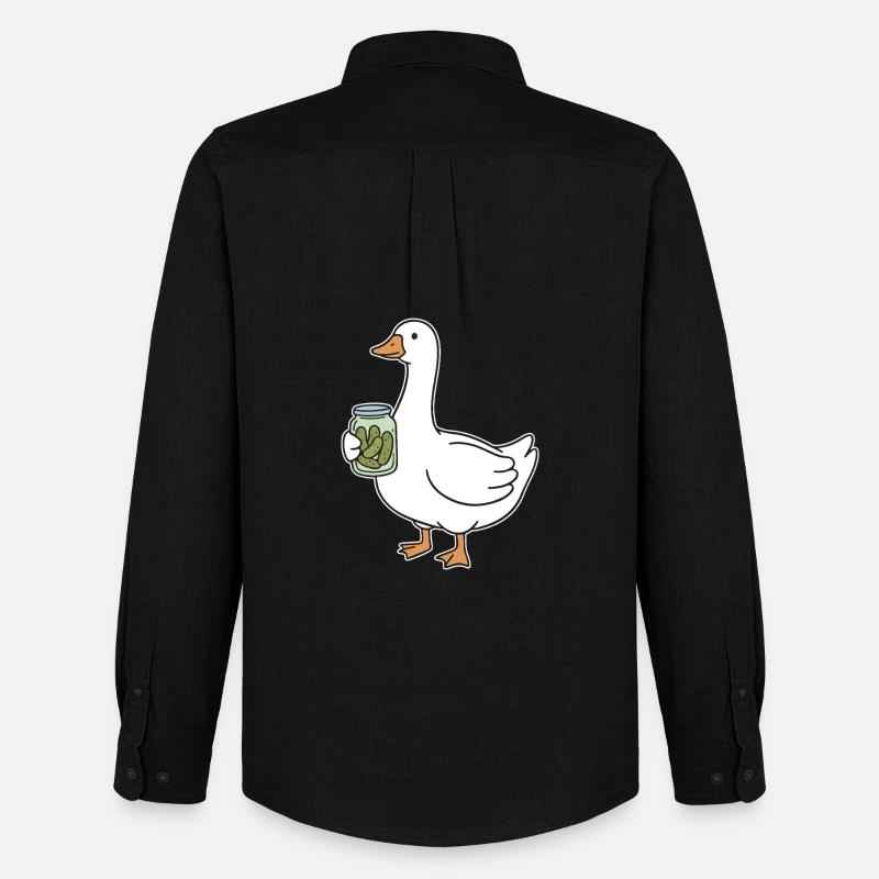 Ente mit Einmachglas Gurken - Männer Oxford Hemd von Stanley/Stella - Schwarz