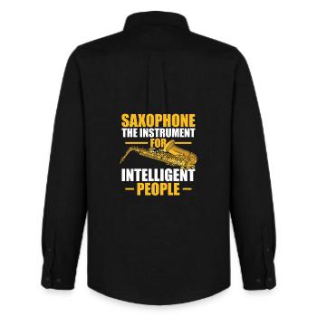 Saxophone the instrument Saxophone player - Men's Oxford Shirt by Stanley/Stella - black - Back - AI Model Male 185 dark (185cm)