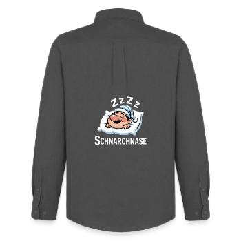 Humour drôle : nez qui ronfle, tête endormie, - Chemise Oxford homme Stanley/Stella - charbon - Dos - AI Model Male 185 dark (185cm)