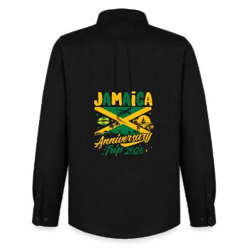 Jamaica Anniversary Trip 2026 Beach Cruise Love - Men's Oxford Shirt by Stanley/Stella - black - Back - AI Model Male 185 dark (185cm)