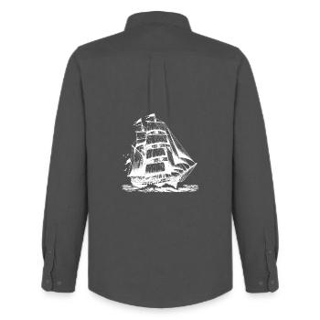 Large sailing ship Tall ship in stormy speed - Men's Oxford Shirt by Stanley/Stella - anthracite - Back - AI Model Male 185 dark (185cm)