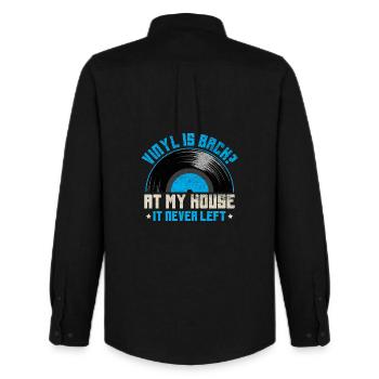 Vinyl Is Back At My House Quote Design - Men's Oxford Shirt by Stanley/Stella - black - Back - AI Model Male 185 dark (185cm)