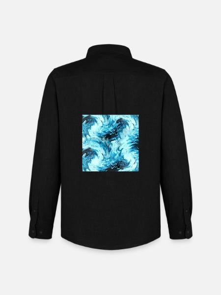 Aqua Marble Pattern Waves - Men's Oxford Shirt by Stanley/Stella - black