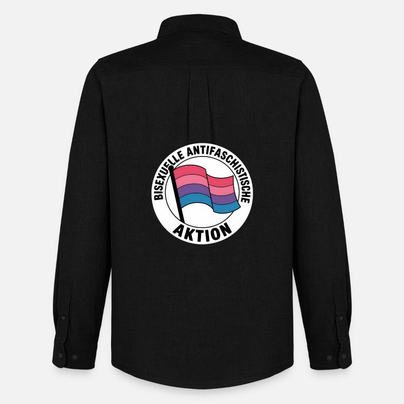 Bisexuelle Aktion - Antifa Pride Badge - Männer Oxford Hemd von Stanley/Stella - Schwarz