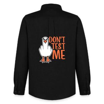 Don't Test Me Seagull Bird Naughty Middle Finger Evil - Men's Oxford Shirt by Stanley/Stella - black - Back - AI Model Male 185 dark (185cm)