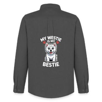 West Highland White Terrier Saying Westie Gift - Men's Oxford Shirt by Stanley/Stella - anthracite - Back - AI Model Male 185 dark (185cm)