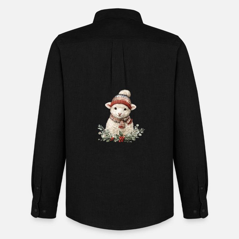 Winter-Schaf mit Schal - Männer Oxford Hemd von Stanley/Stella - Schwarz