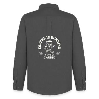 Le café coule – Un buveur de café dit rétro - Chemise Oxford homme Stanley/Stella - charbon - Dos - AI Model Male 185 dark (185cm)