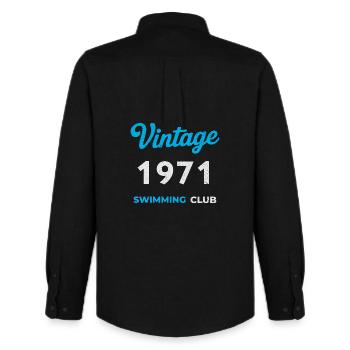 Vintage 1971 – Swimming Club Retro Birth Year - Men's Oxford Shirt by Stanley/Stella - black - Back - AI Model Male 185 dark (185cm)