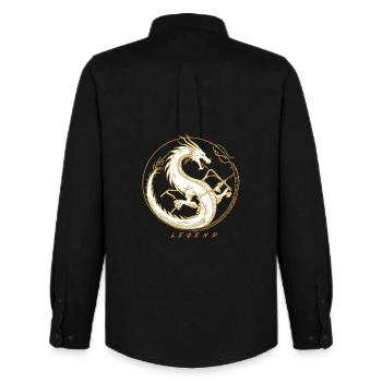 Cercle de la Légende du Dragon d’Or - Chemise Oxford homme Stanley/Stella - noir - Dos - AI Model Male 185 dark (185cm)