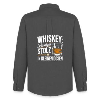  Whiskey Fluessiger Stolz In Kleinen Dosen - Männer Oxford Hemd von Stanley/Stella - Anthrazit - Hinten - AI Model Male 185 dark (185cm)