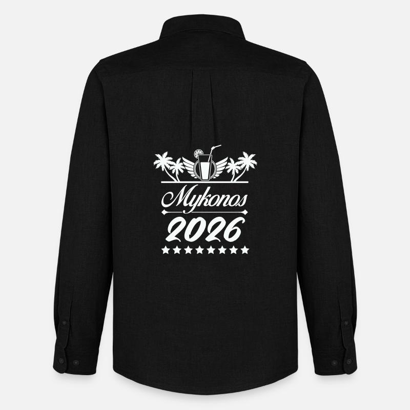 Mykonos 2026 Strand-Logo - Männer Oxford Hemd von Stanley/Stella - Schwarz