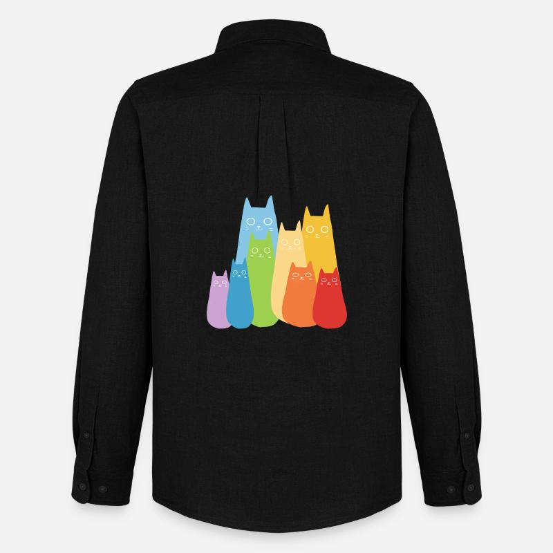 Bunte Katzen Katze Regenbogen - Männer Oxford Hemd von Stanley/Stella - Schwarz