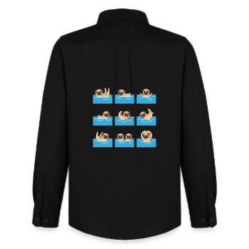 Schwimmender Mops Cartoon Für Hundefans - Männer Oxford Hemd von Stanley/Stella - Schwarz - Hinten - AI Model Male 185 dark (185cm)