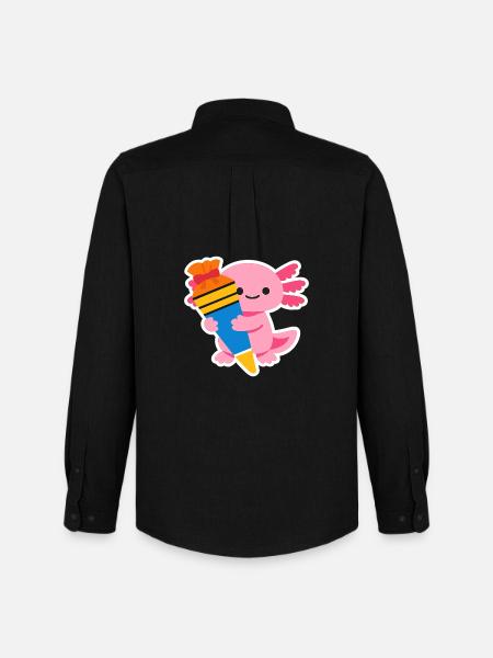 Pink Axolotl with Gift Brush - Men's Oxford Shirt by Stanley/Stella - black