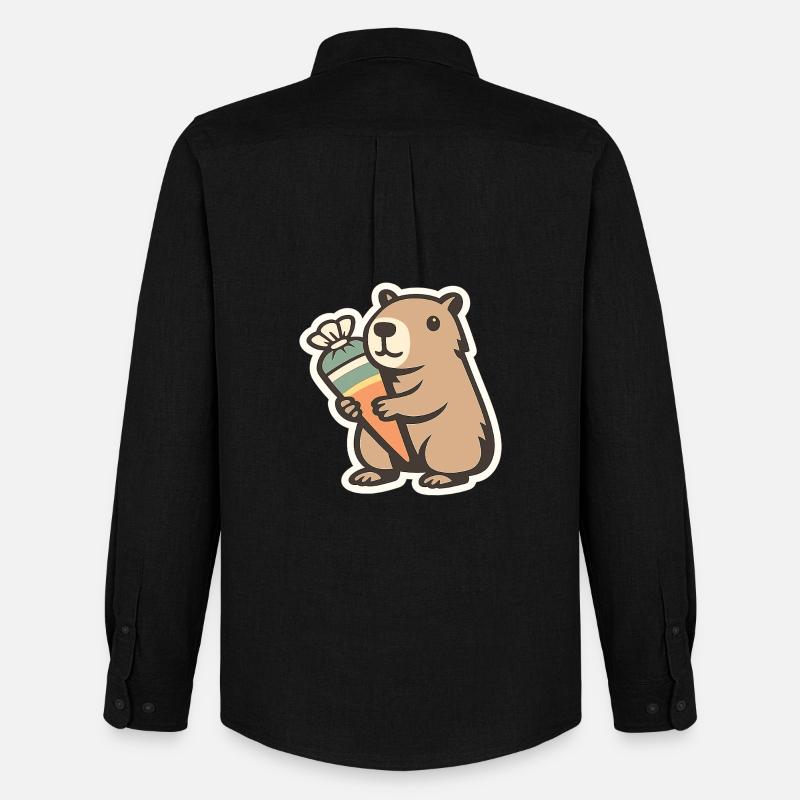 Capybara Schulkind – 1. Klasse - Männer Oxford Hemd von Stanley/Stella - Schwarz