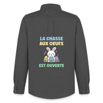 chasse aux oeufs - Chemise Oxford homme Stanley/Stella - charbon - Dos - AI Model Male 185 dark (185cm)