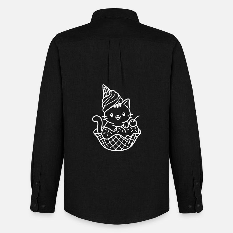 Kawaii Katze Eiscreme - Männer Oxford Hemd von Stanley/Stella - Schwarz