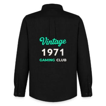 Vintage 1971 – Gaming Club Retro Birth Year - Men's Oxford Shirt by Stanley/Stella - black - Back - AI Model Male 185 dark (185cm)