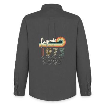 1973 The Legends Were Born in 1973 | vintage!! - Men's Oxford Shirt by Stanley/Stella - anthracite - Back - AI Model Male 185 dark (185cm)