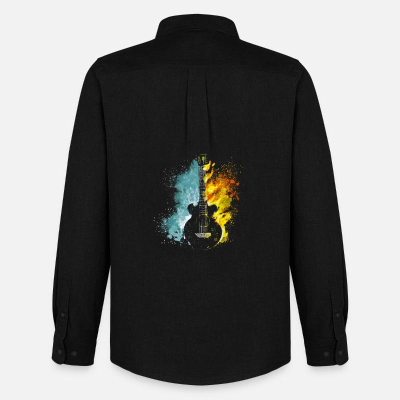 Gitarre Feuer Eis - Männer Oxford Hemd von Stanley/Stella - Schwarz