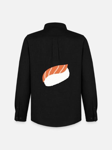 Salmon Nigiri Minimal Illustration Print - Men's Oxford Shirt by Stanley/Stella - black