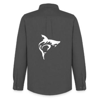 Shark - Men's Oxford Shirt by Stanley/Stella - anthracite - Back - AI Model Male 185 dark (185cm)
